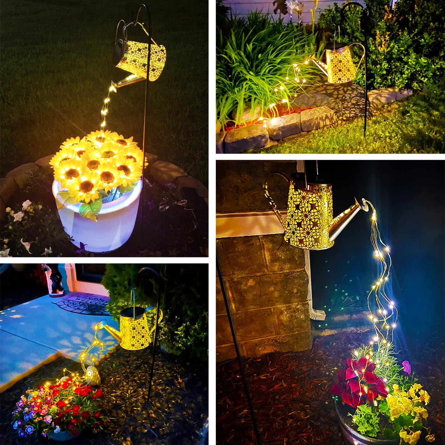 VOOKRY Solar Watering Can Lights, Large Retro Metal Hanging Solar Lights Outdoor Waterproof, Birthday Gifts for Women Mom Grandma Garden Decor Yard Light LED Decoration Outside for Porch Lawn Patio