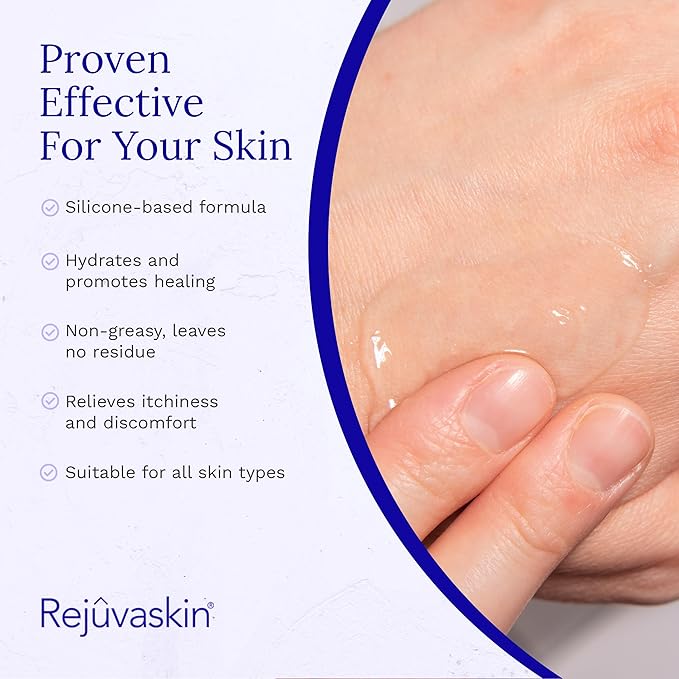 Rejuvaskin RejuvaSil Silicone Scar Gel, Scar Treatment for Surgical Scars, Burns, Keloids, Acne Scars on Face & Body, 30ml