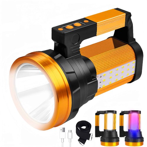 KINQILIN 30600MAh Rechargeable Spotlight 2400LM Flashlight Long Lasting 100H Handheld Spotlight IP67 Waterproof Spot Lights with 6 Modes Twin Side Flood Light for Camping Hunting Emergency