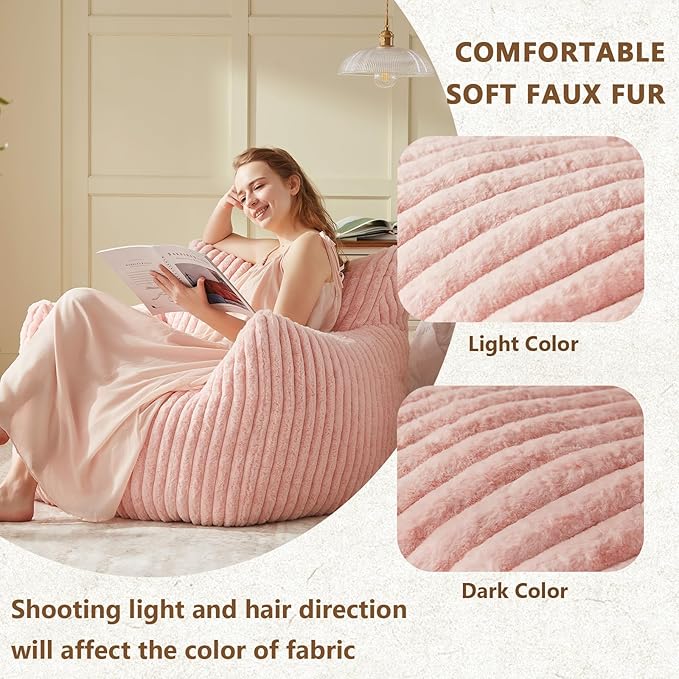 Achicsofar Giant Bean Bag Chairs for Adults Teens, Large Bean Bag Sofa Chairs with Filling Comfy Fuzzy BeanBag Chair with Armrests for Bedroom Living Room Reading