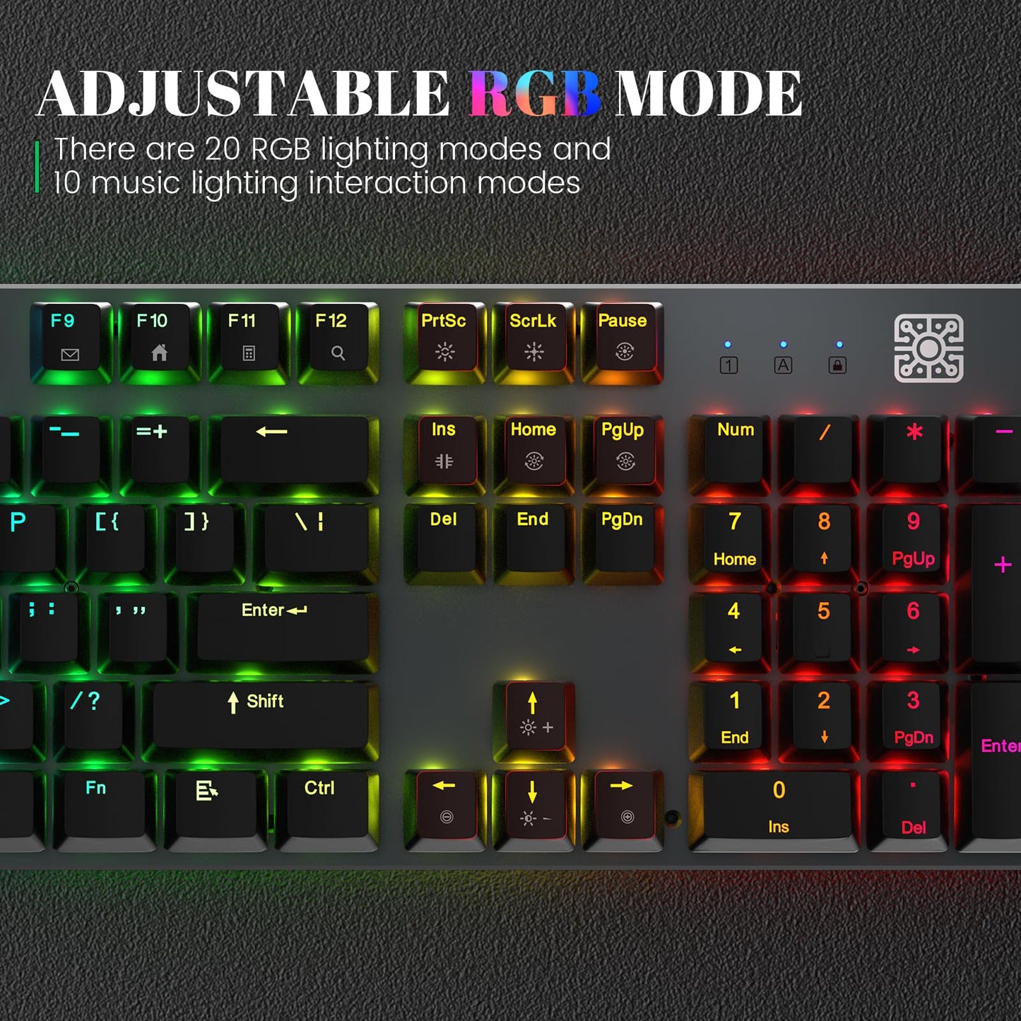 Black Emblem Mechanical Gaming Keyboard with Linear Red Switches, RGB Backlit Full Size 104 Key Programmable Wired Keyboard with Aluminum Base for Gaming/Typing/PC/Mac