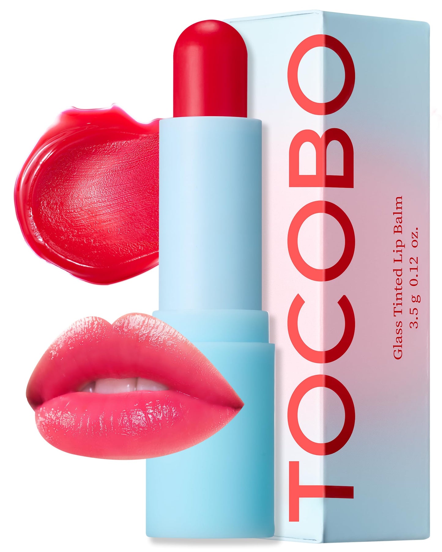 TOCOBO Glass Tinted Lip Balm 011 Flush Cherry - Vegan Korean Lip Care for Deep Hydration - Tinted Glass Glow Moisturizing with V
