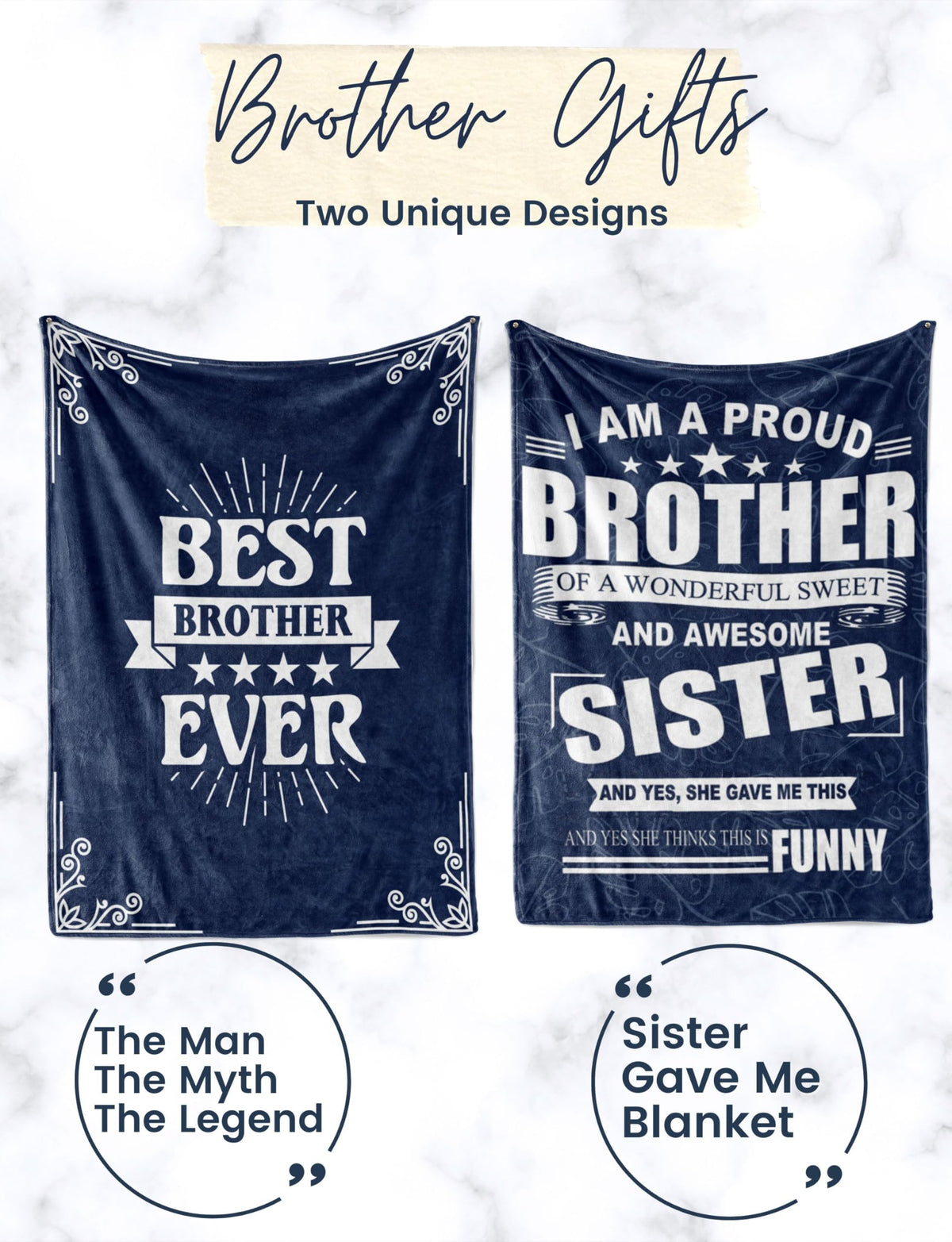 InnoBeta Gifts for Brother Adult from Sister, Bed Flannel Blankets Throws for Brothers for Birthday, Christmas (50"x 65") - Awesome Sister