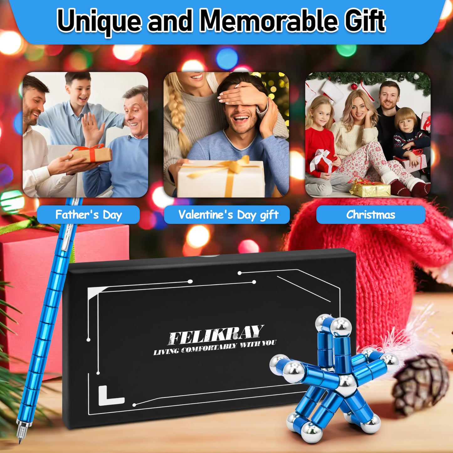 Felikray Magnetic Fidget Pen Toys for Adults Teens Cool Birthday Gifts for Young Men Unique Gifts for Teenage Boys Novelty Christmas Stocking Stuffers Gadget for Men Teen Boy Personalized Gifts