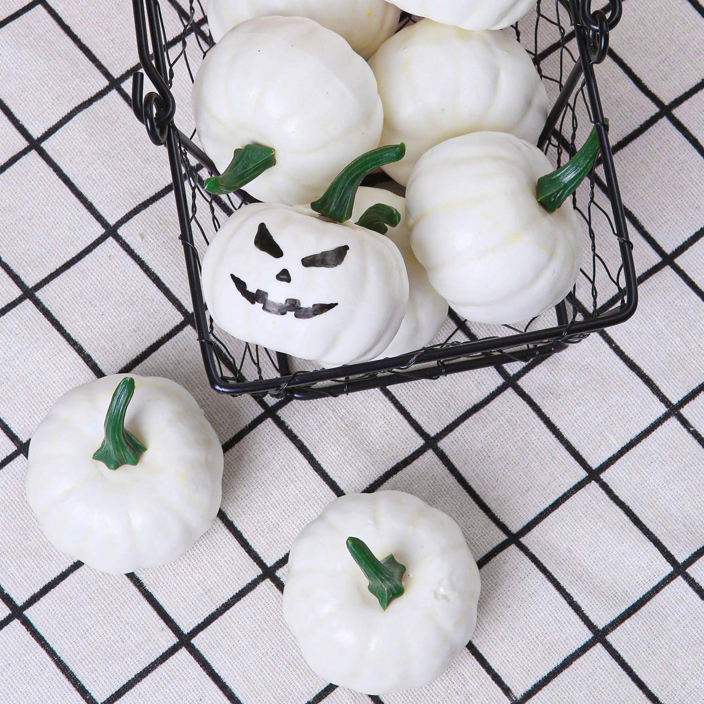 Elcoho 16 Pack Small Artificial Lifelike Pumpkin Fall Harvest Mini Pumpkins for Home Garden, Fall Harvest Decor, Thanksgiving or Halloween Decoration