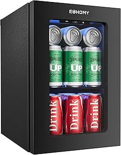 EUHOMY 18L Beverage Refrigerator Cooler, 24 Cans Mini Fridge with Quiet Compressor, Countertop Small Fridge with 40°F-61°F...