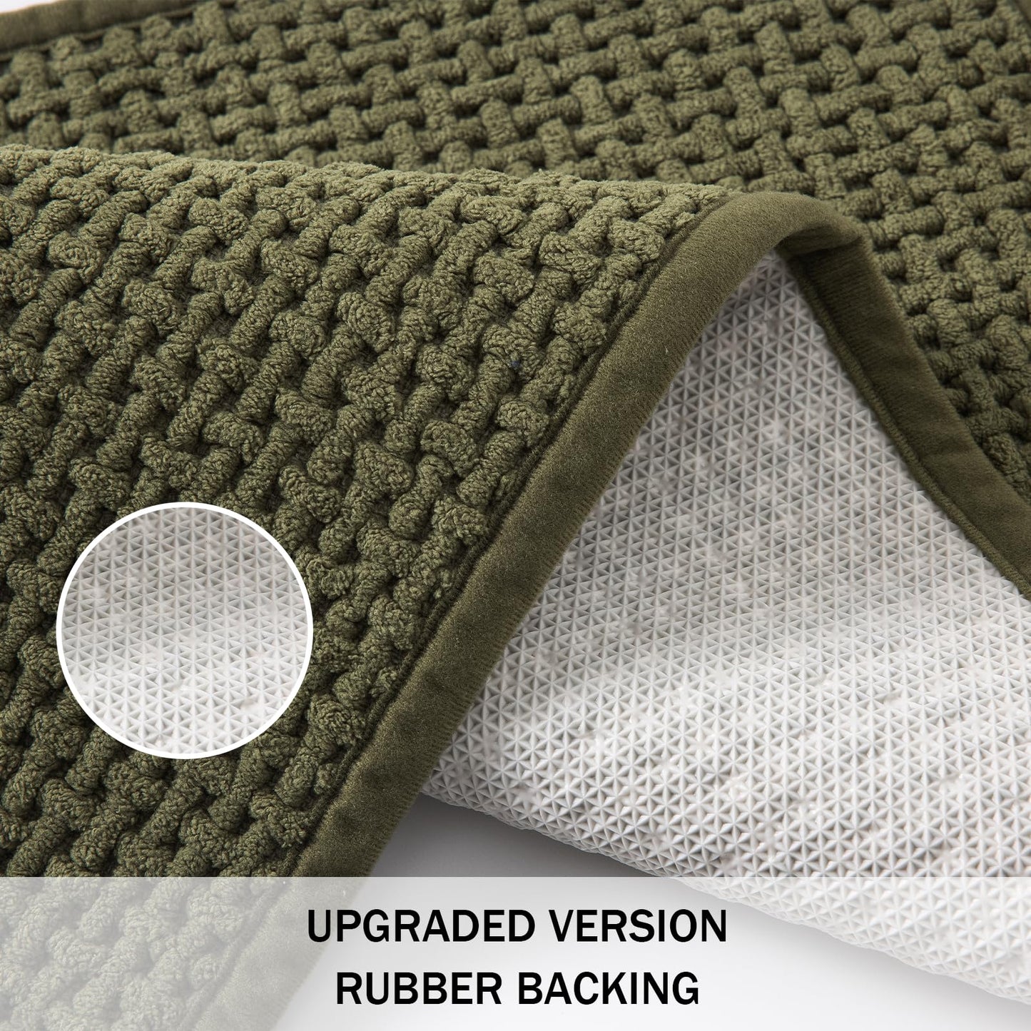 HRILO Bathroom Rugs Non Slip Washable, Super Absorbent Thin Bath Mat for Small Quick Dry Low Pile Bathroom Rug, (Dark Green, 32″x20″)