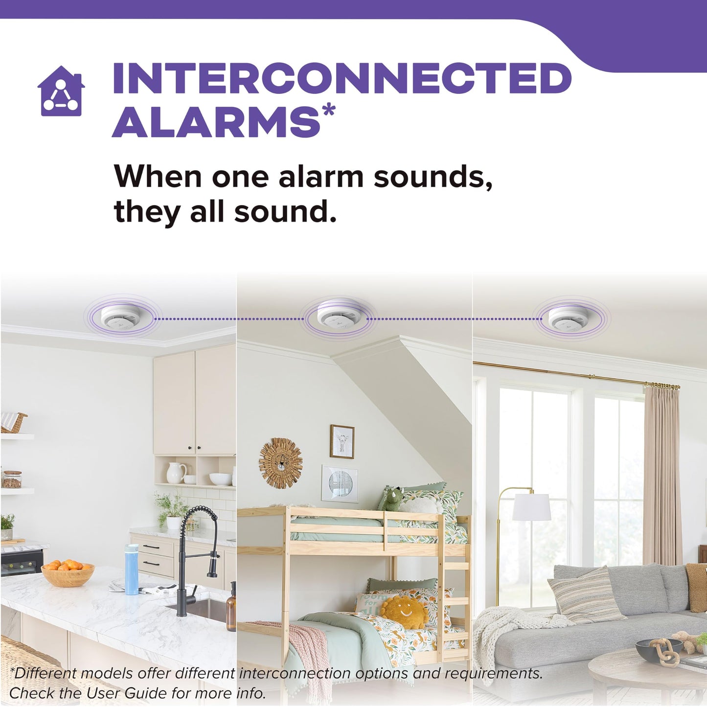 Kidde Hardwired Smoke & Carbon Monoxide Detector for Home, Voice Alerts, 10-Year Battery Backup, 3-Pack