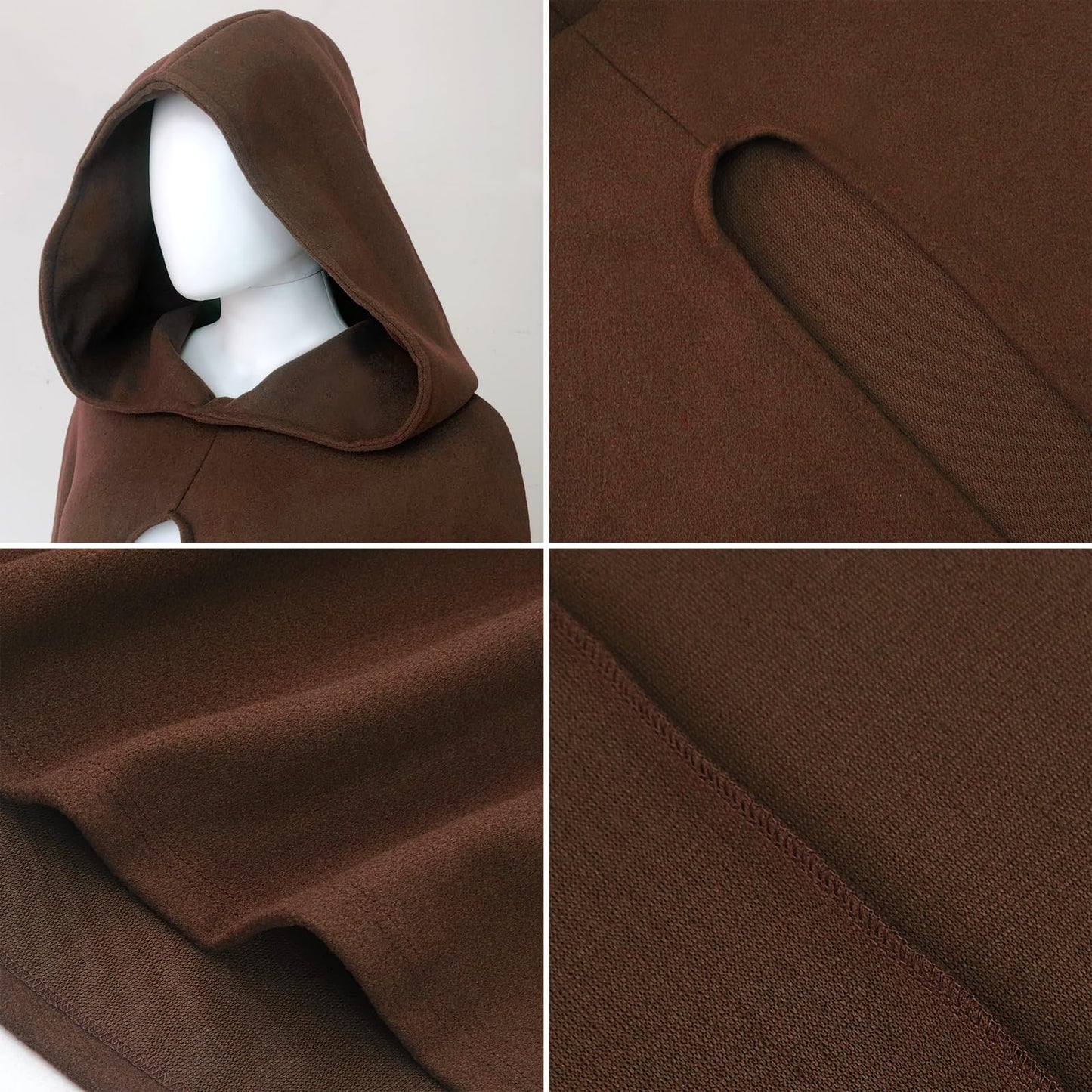 HOMELEX Brown Renaissance Costume for Boys - Kids Medieval Cloak With Hood Halloween Ranger Wizard Elven Hooded Cape Robe