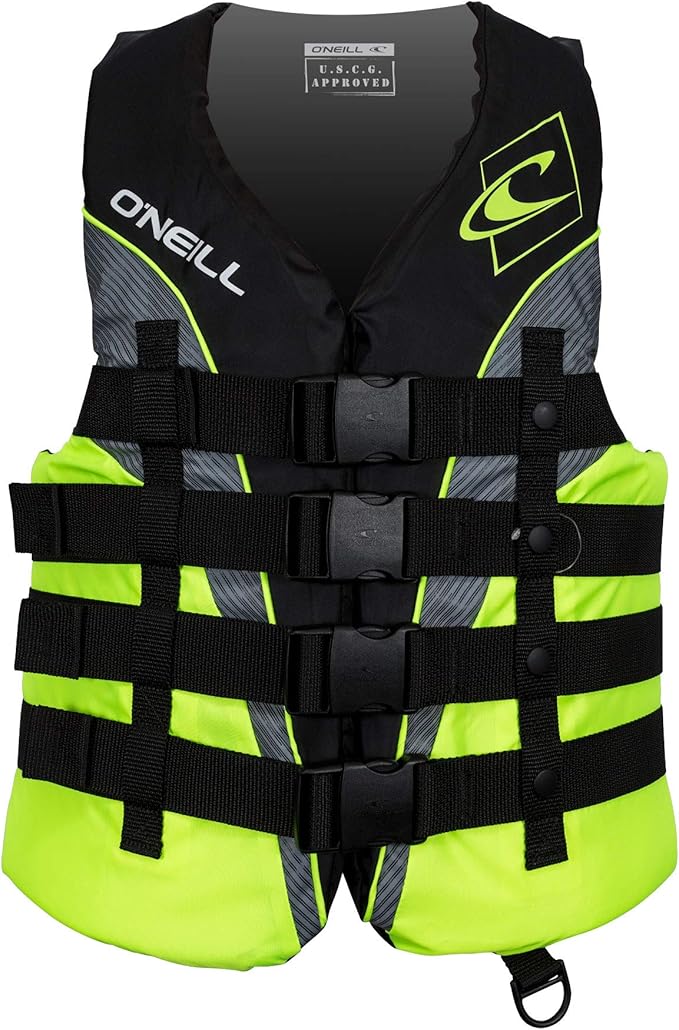 O'Neill Men's Superlite USCG Life Vest,Black/Lime/Smoke:Lime,XL