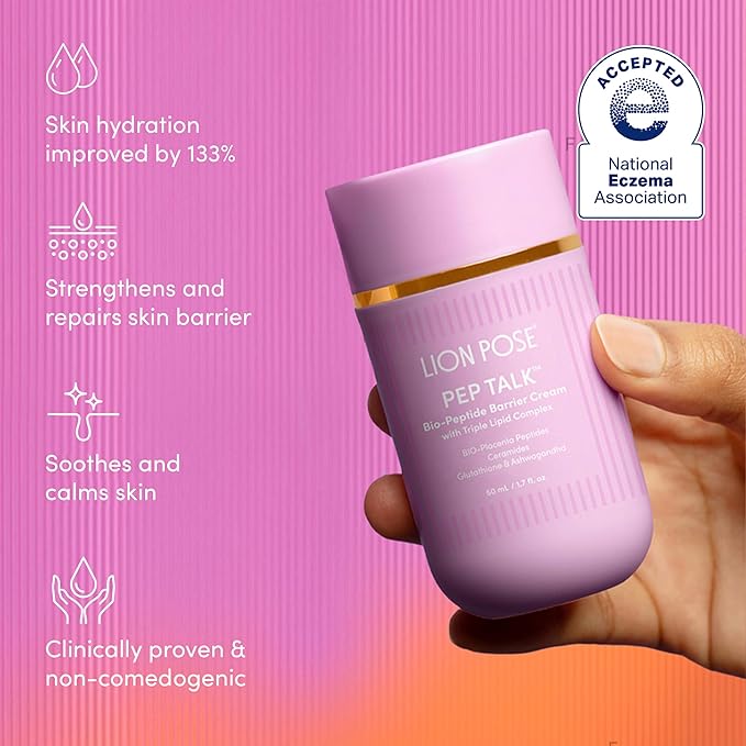 PEP TALK Bio-Placenta Barrier Repair Cream for Redness & Dryness, Body and Face Moisturizer, Ceramide Barrier Repair Moisturizer Infused with Glutathione and Ashwagandha, 1.7 fl oz