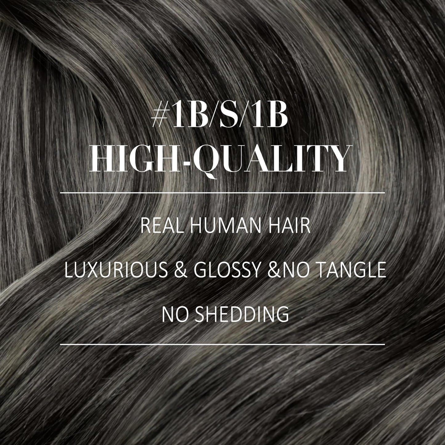 YoungSee Clip Hair Extensions Black Ombre Clip on Hair Extensions Blend of Black and Silver with Black Roots Clip in Real Hair E