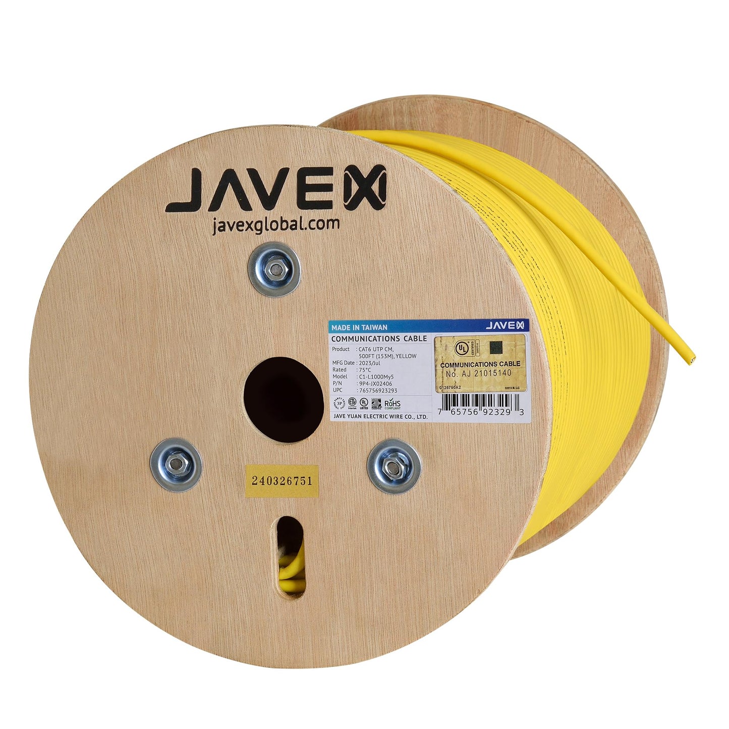 Javex 23Awg Cat6 Ethernet Cable Ul Certified [500Ft, Solid Pure Copper] 600Mhz, Poe++ Over 100W, Etl Listed, Taa Compliant, Utp