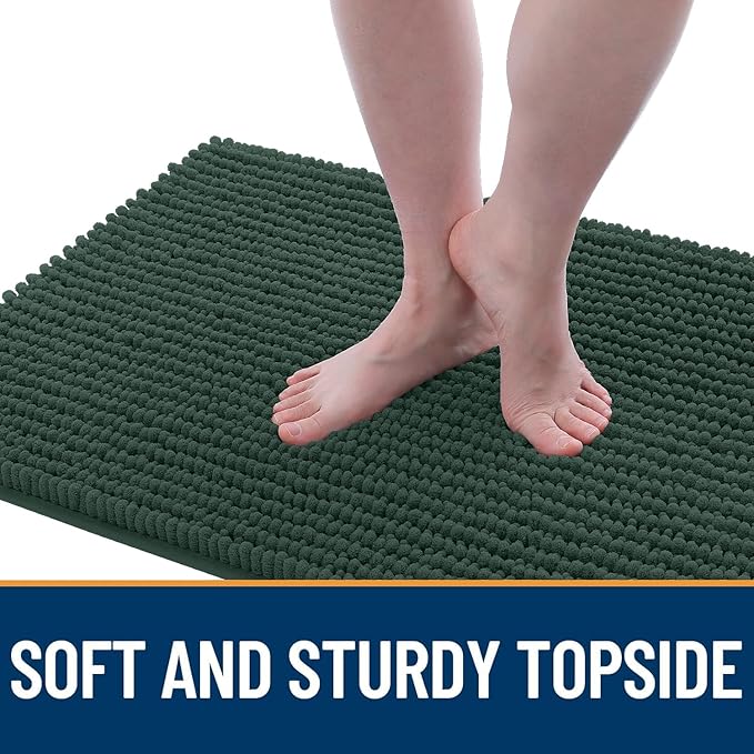 OLANLY Dog Door Mat for Muddy Paws 40x32, Ultra Absorbent Chenille Mud Doormat, Non-Slip Washable and Dirt Trapping Doormat for Indoor Entryway, Quick-Dry Indoor Pet Bed Mats for Dogs, Blackish Green