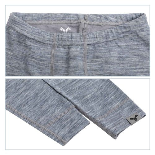 MERINNOVATION Merino Wool Base Layer Set for Kids Top and Bottom Thermal Underwear Long Sleeve