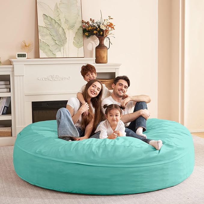 HABUTWAY XX-Large Bean Bag Chair: Giant 7' Memory Foam Furniture Bean Bag Chairs for Adults with Microfiber Cover 7Ft(Aqua Ombre)