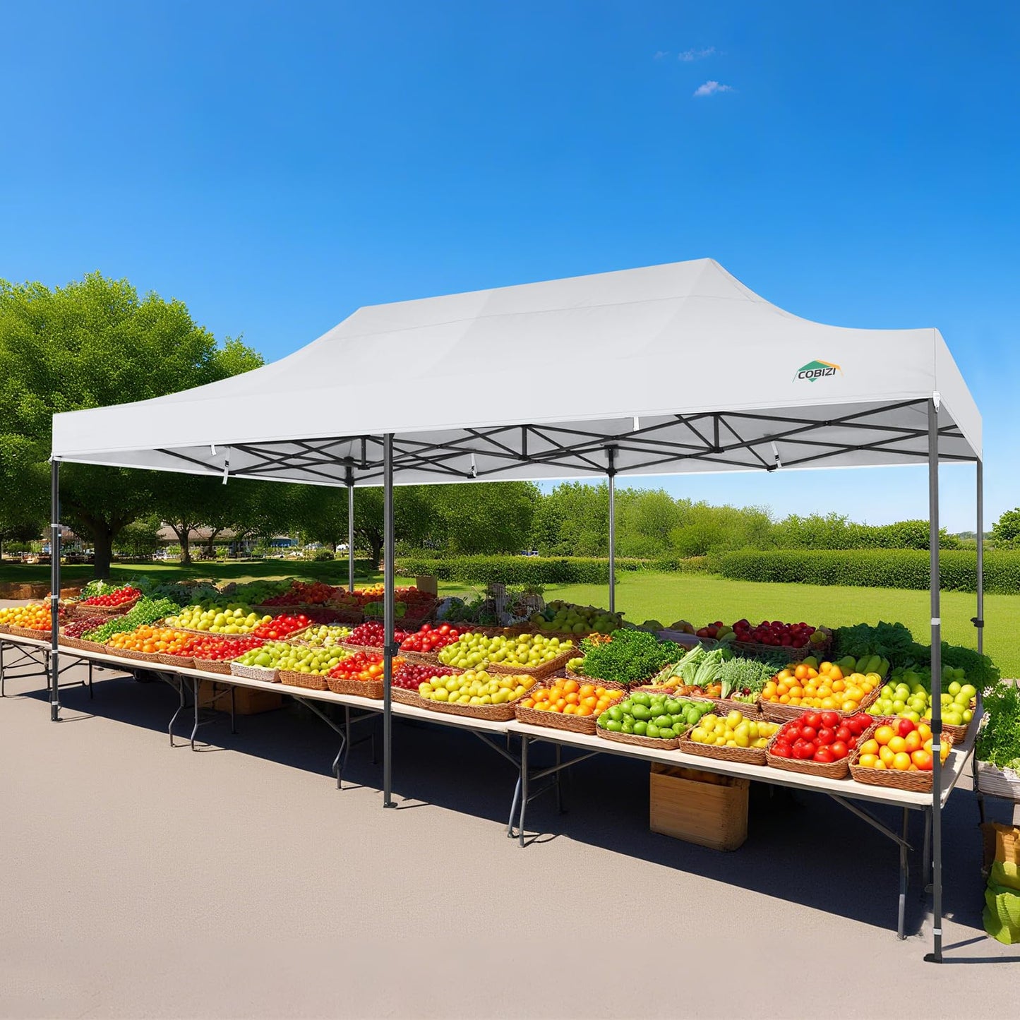 COBIZI 10x20 Pop up Canopy Heavy Duty with 6 Sidewalls, Easy Set-up Commercial Outdoor Party, 100% Waterproof Wedding Canopy Gazebo, 3 Height Adjustable with Wheeled Bag,White