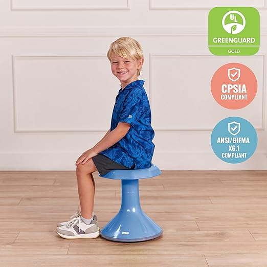 ECR4Kids ACE Active Core Engagement Wobble Stool, 15-Inch Seat Height, Flexible Seating, Powder Blue