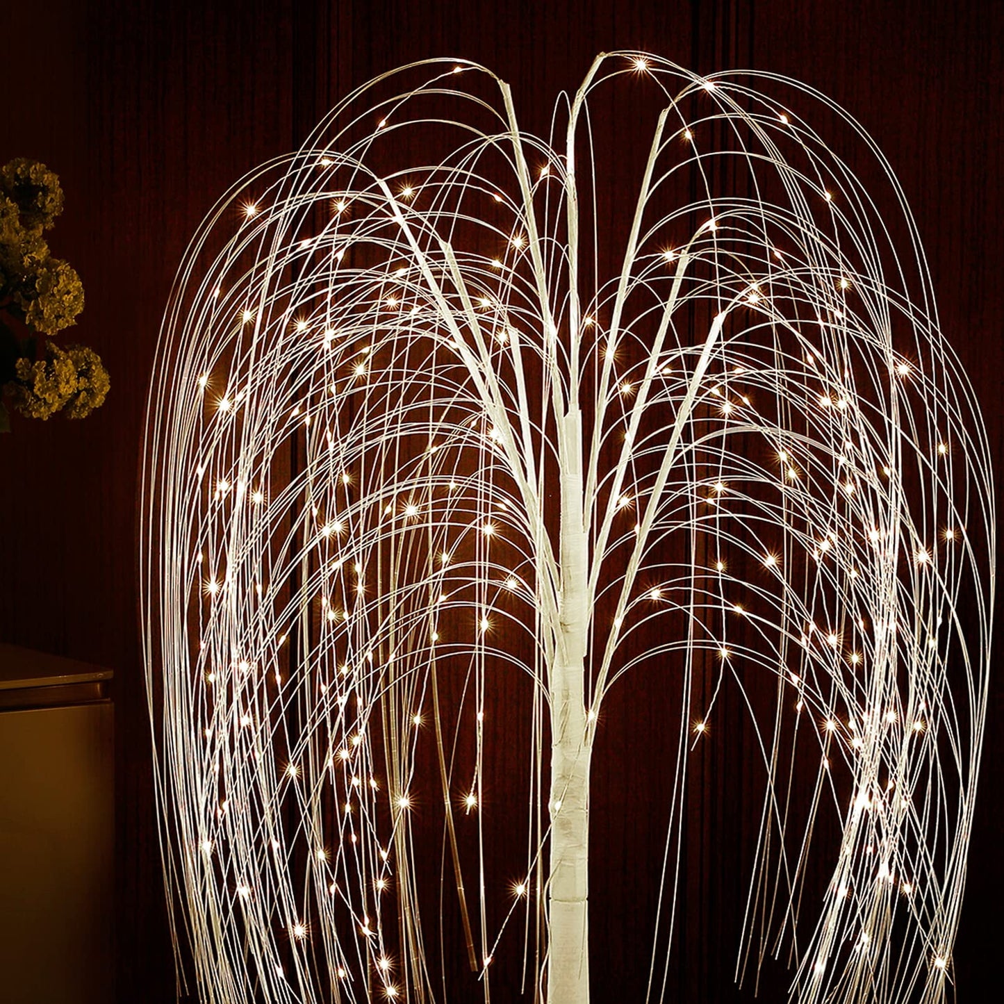 Fanshunlite Lighted Willow Tree, 5FT 216 LED Weeping Willow Tree with Warm White Fairy Lights for Outdoor Indoor Decor, Twig Tree Wedding Festival Home Garden Party Decoration