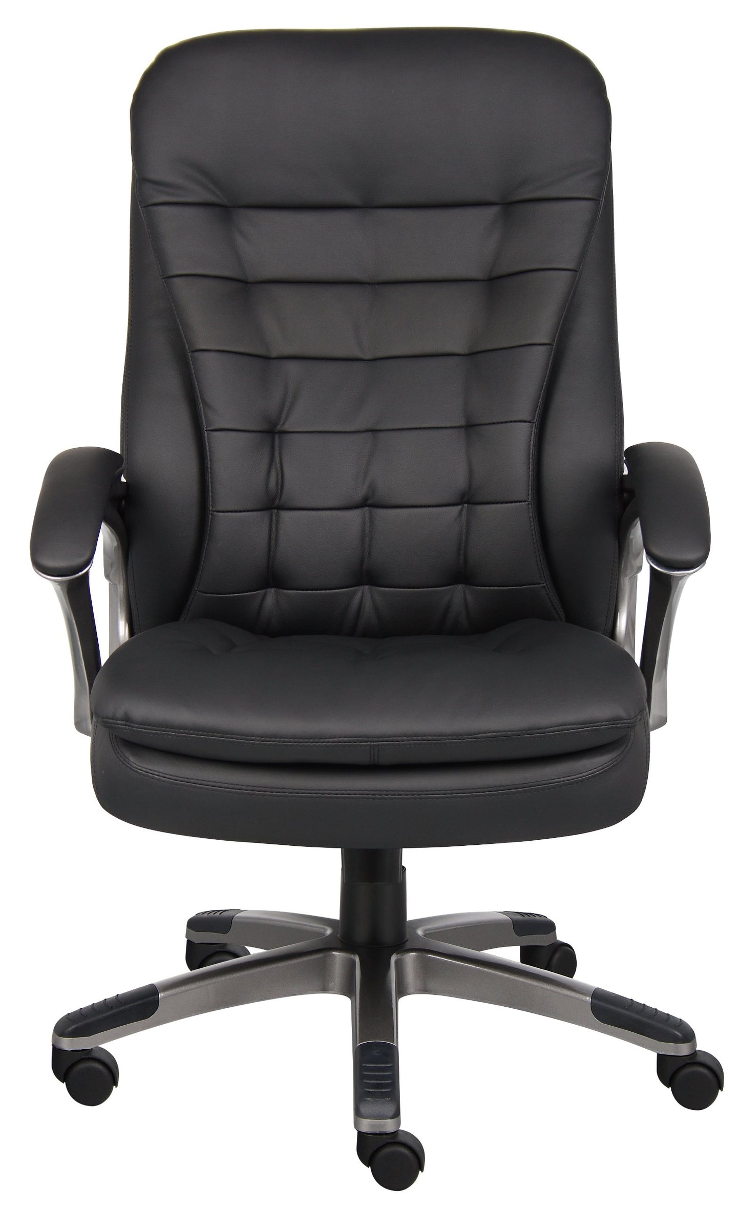 Boss Office Products B9331 High Back Executive Chair with Pewter Finsh, Black