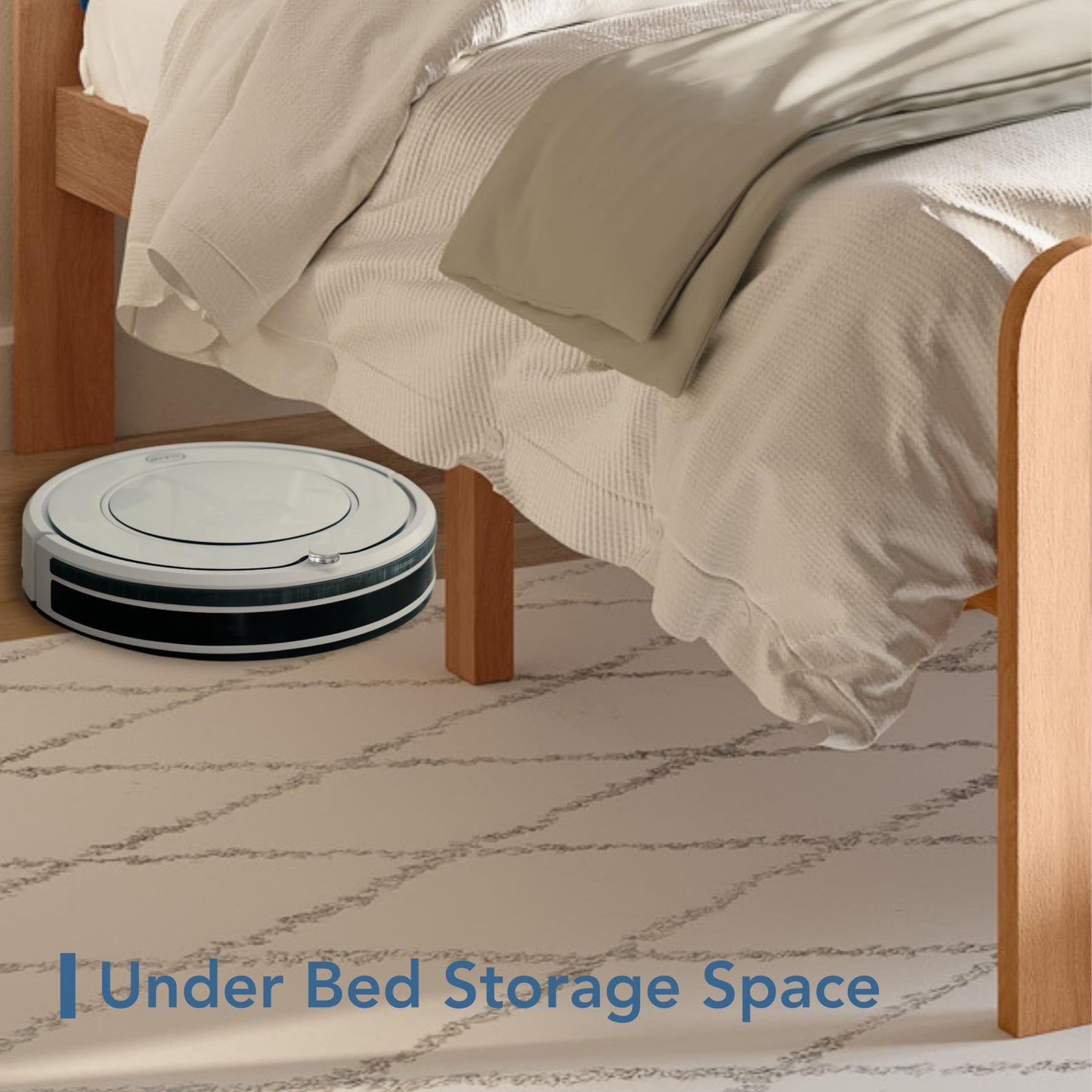 Twin Size Bed Frame, Solid Wood Platform Bed with Slats, Noise-Free and Non-Slip Design, Natural Wood with Blue Accent