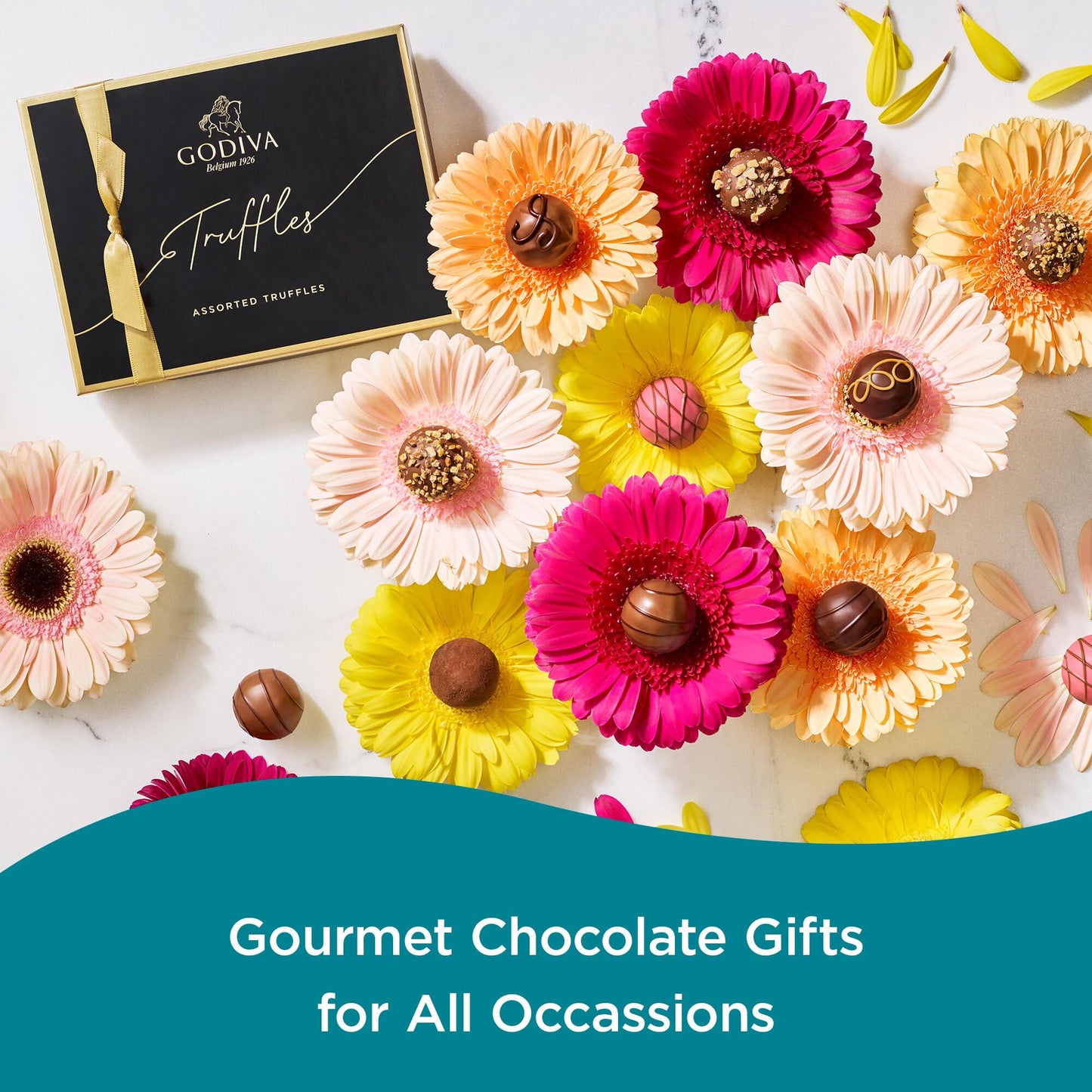 Godiva Chocolatier Signature Assorted Chocolate Truffles Gift Box – Gourmet Milk, Dark & White Chocolates – 12-Piece Gold-Ribboned Chocolate Gift Box for Birthdays, Anniversaries, Congratulations