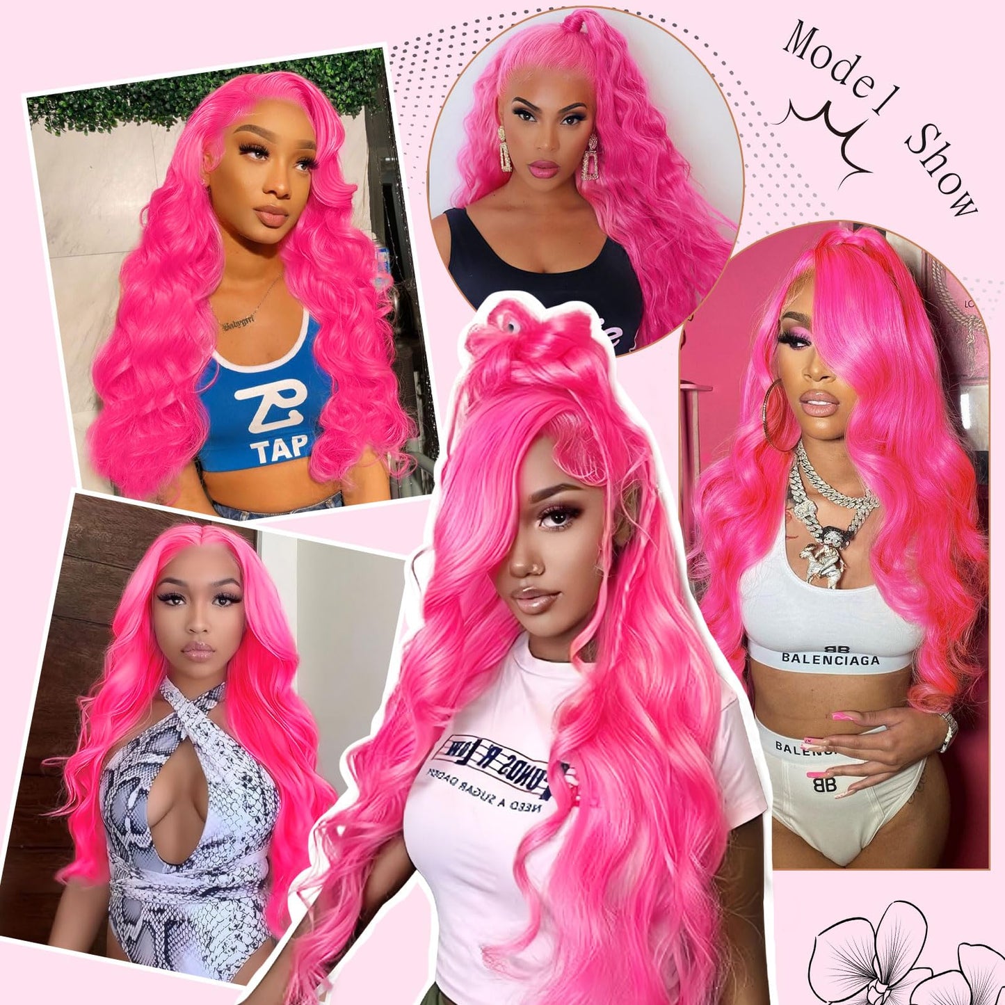 28 Inch Pink Wig Human Hair 13x4 Body Wave HD Lace Front Wigs Human Hair Human Hair Lace Front Wigs Pre Plucked 200 Density Colo