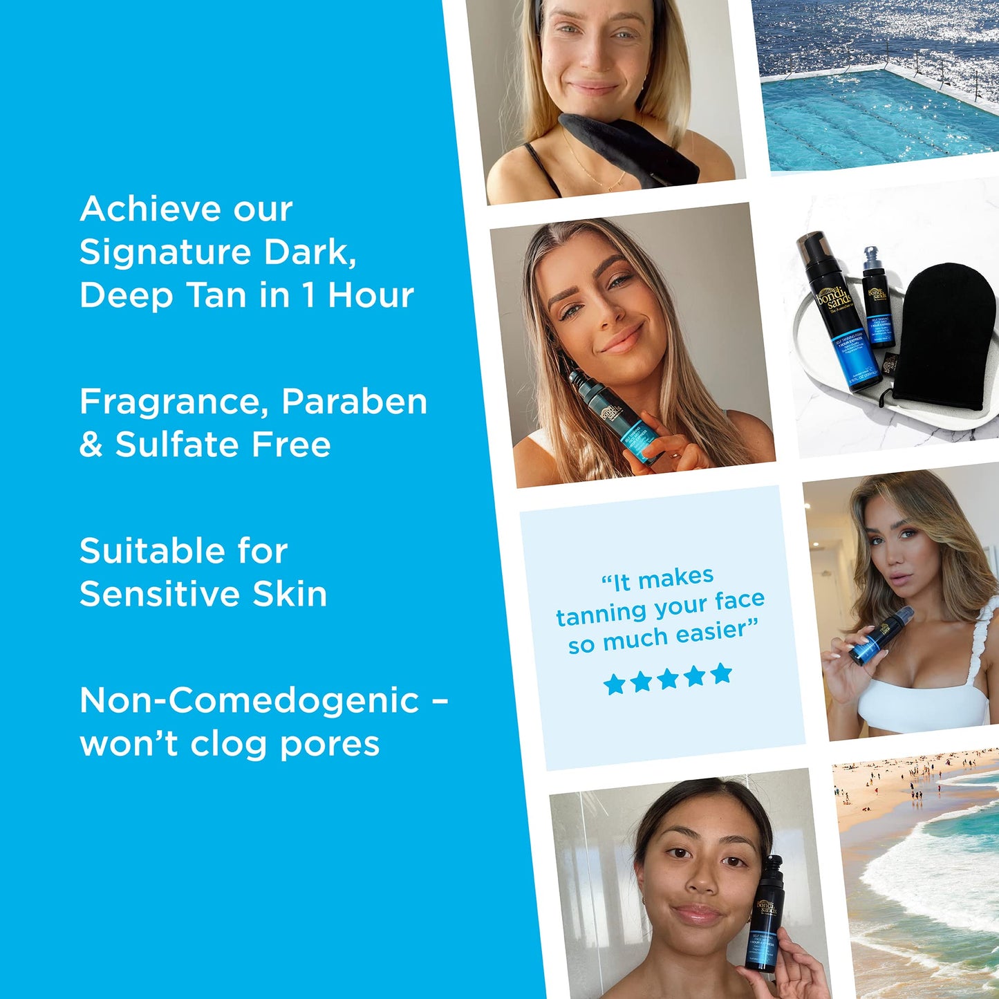 Bondi Sands 1 Hour Express Self Tanning Face Mist | Lightweight Dual Action Formula, Dermatologically tested, Suitable for Sensi
