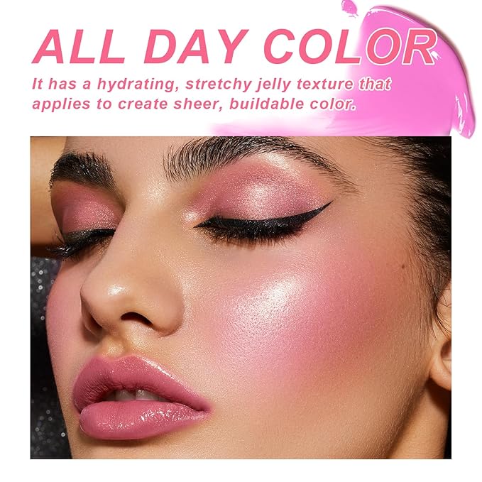3 Pcs Jelly Blush Contour Stick for Cheeks Eyes Lips Lightweight Dewy Finish Blush Stick Waterproof Long Lasting Contour Trio Wand Face Makeup Set for Wome (3PCS)