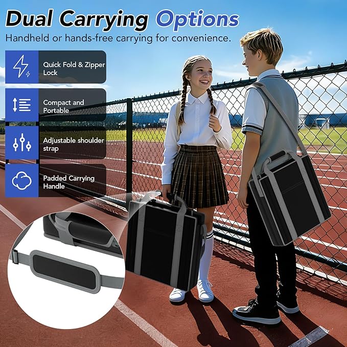 janiry Stadium Seats with Back Support 2PACKS Adjustable Bleacher Chairs with Back and Cushion Bleacher Seat with Cup Holder, Carry Handle & Shoulder Strap for Outdoor Sports Events, Picnics, Beaches