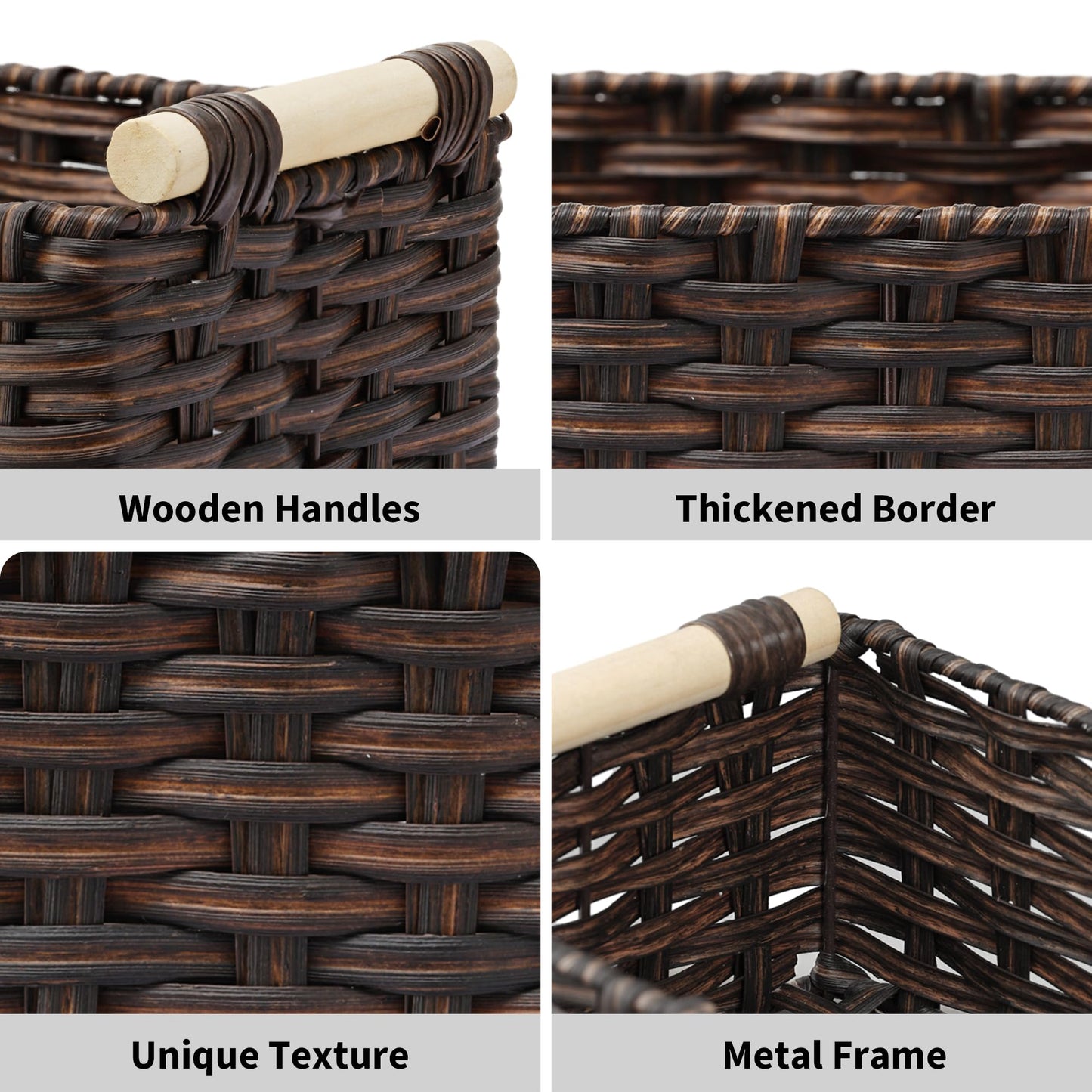 GRANNY SAYS Wicker Baskets for Shelves, Wicker Baskets for Storage, Waterproof Toilet Basket Tank Topper, Basket Organizer with Handle, Toilet Paper Basket for Back of Toilet, 14¼" x 6½" x 4¼", Brown