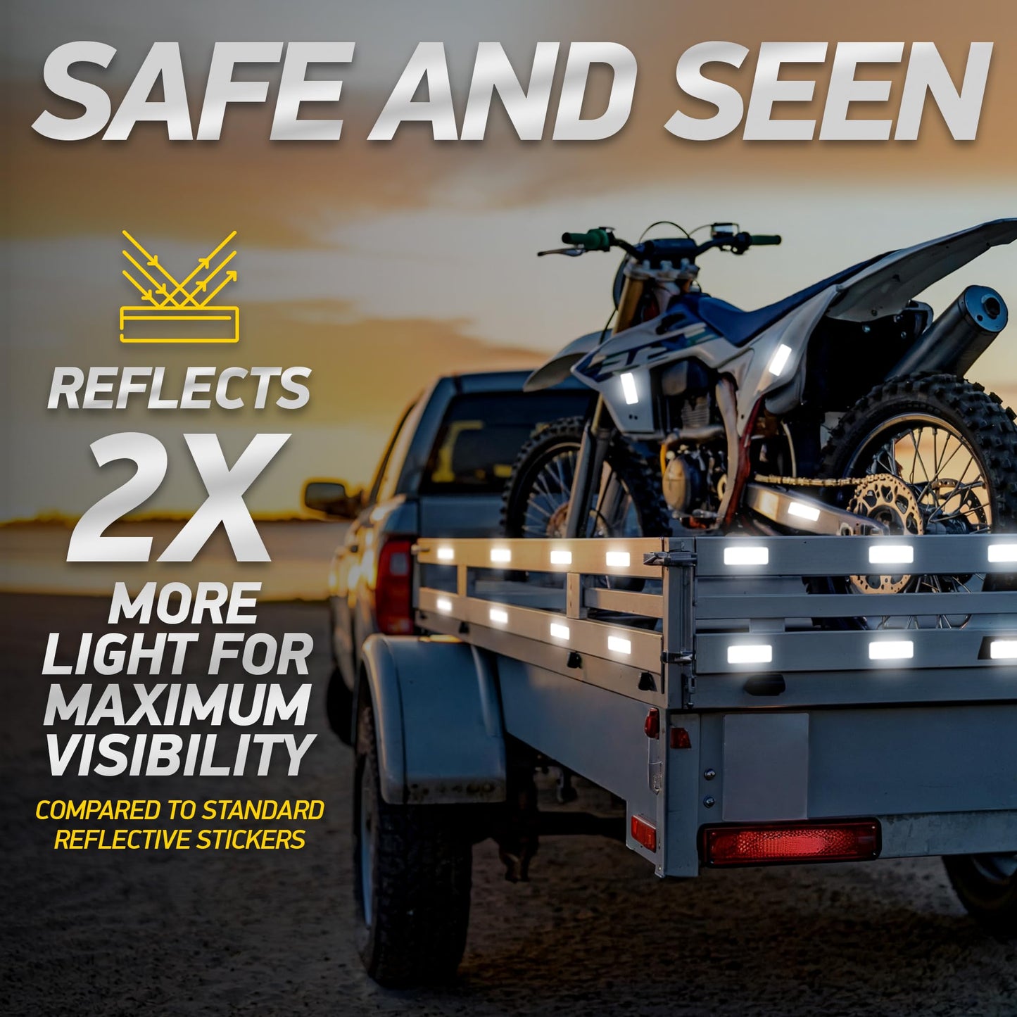 Byllstore Reflective Safety Tape Stickers | 3M Diamond Grade | White | 1.2″ x 3.15″ | 20-Pack | Safety Warning Tape for Helmets, Cars, Mailboxes & More