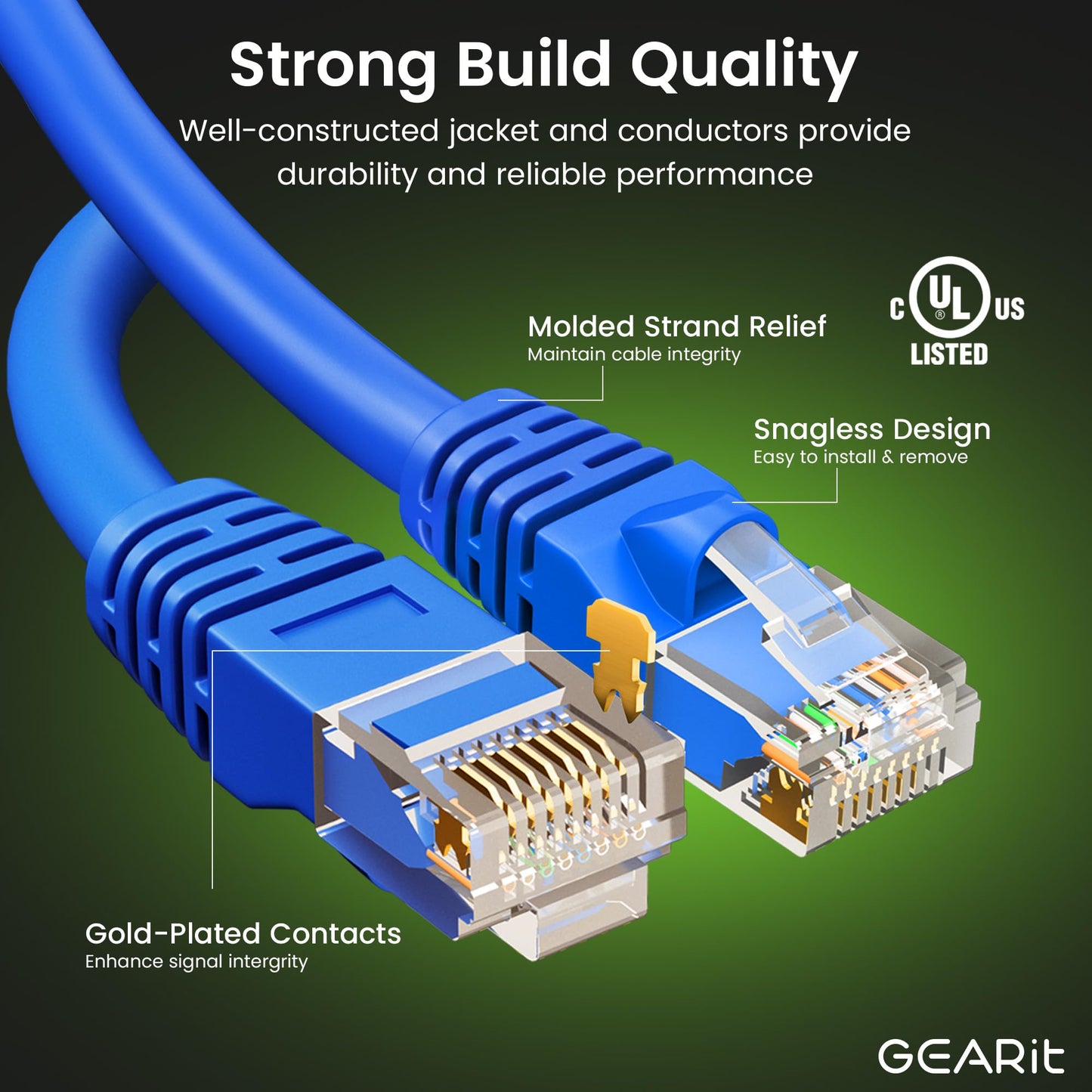 Gearit Cat 6 Ethernet Cable Pack - 24-Pack 4 Ft Cat6 Ethernet Patch Cables | Rj45 Network Patch Cable, 10 Gbps Snagless Gold-Pla
