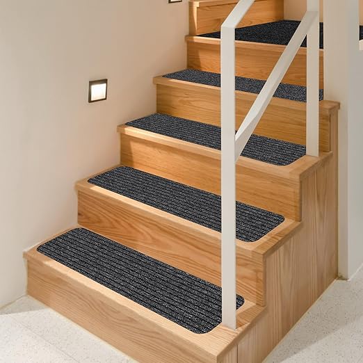 Non-Slip Stair Treads, 7.8" X 30" (15-Pack) Stair Runner Indoor Outdoor Mat, Grey Slip Resistant Stair Tread Mats Step Covers Pads for Elders, Kids and Pets (30" x 7.8", Grey)