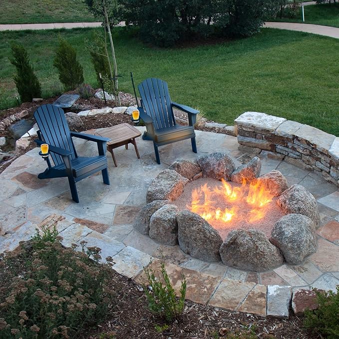 FUNBERRY Folding Adirondack Chair Set of 3, All Weather HDPE Fire Pit Chairs with Cup Holder for Outdoor
