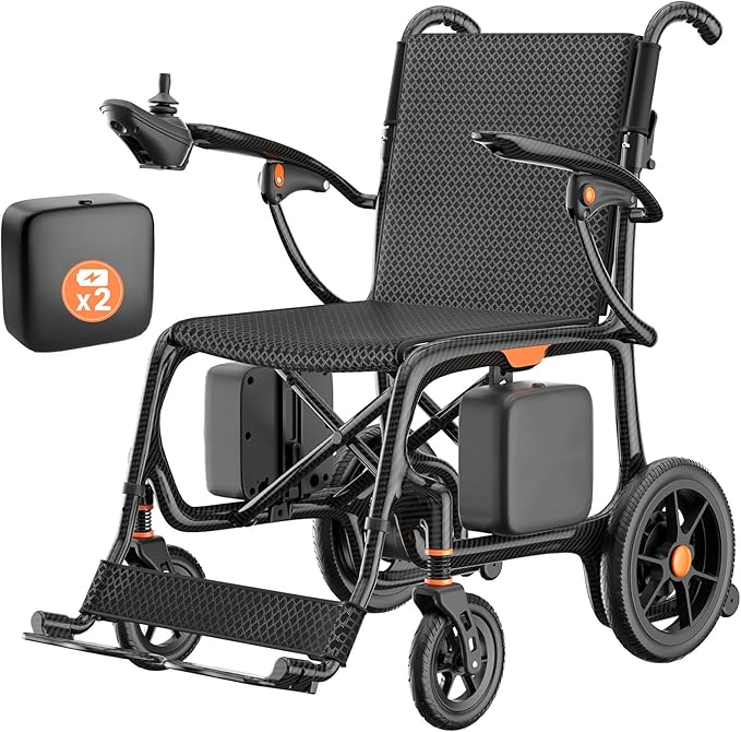 28lbs Ultralight 28 Miles Long Range 100% Carbon Fiber Travel Electric Wheelchairs for Adults, FreeWink Foldable Portable ...