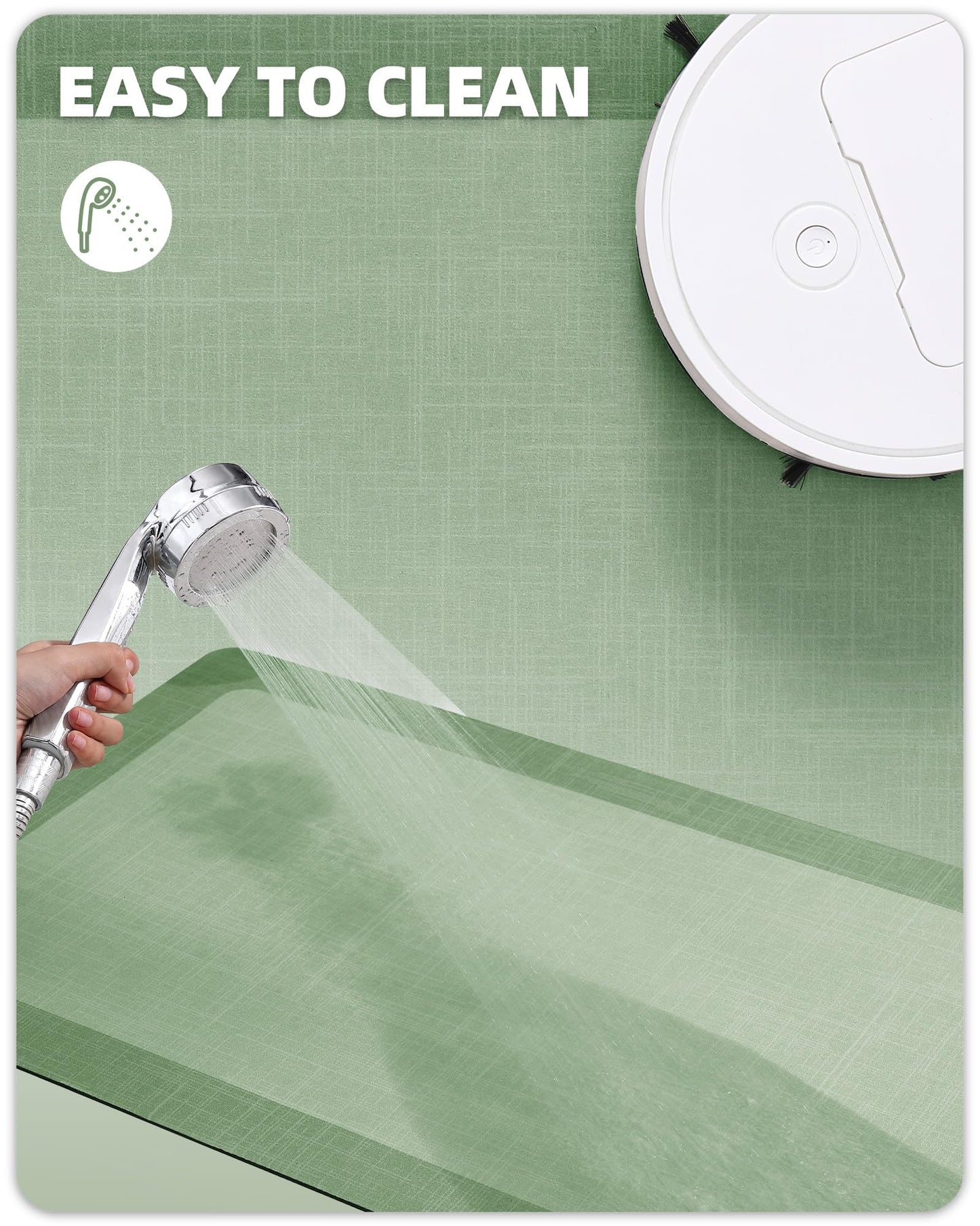 Color&Geometry Quick Dry Bath Mat Bathroom Rugs Non Slip Washable Super Absorbent Bath Mat Low Profile Bath Rug Thin Bathroom Rugs Fit Under Door for Bathtub Sink Shower Toilet, 16"x24", Green