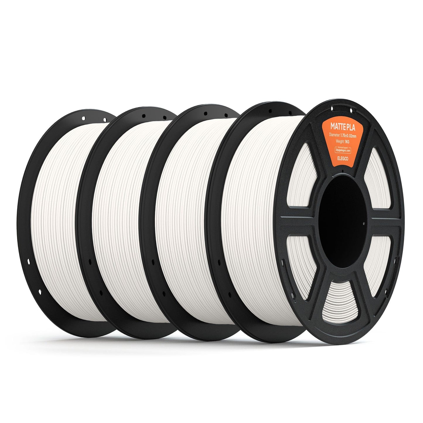 ELEGOO Matte PLA Filament 1.75mm White 4KG, 3D Printer Filament High Precision, 4pcs 1kg Spool (2.2lbs) Fits for Most FDM 3D Pri