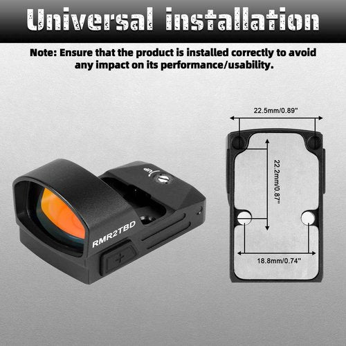 KILVMHFM RMR2TBD Shake to Wake Red Dot Sights, 2MOA Reflex Sight, 10 Brightness Adjustments Sight Scope with 20mm Picatinny Mount