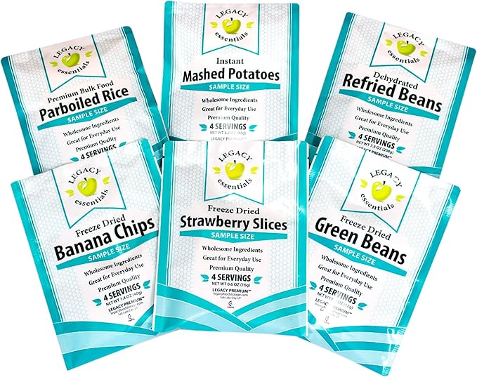 Legacy Food Storage Side Dishes, Emergency Food Supply, 6 Sides, 24 Servings, Up to 25 Year Shelf Life, Freeze Dried Survi...