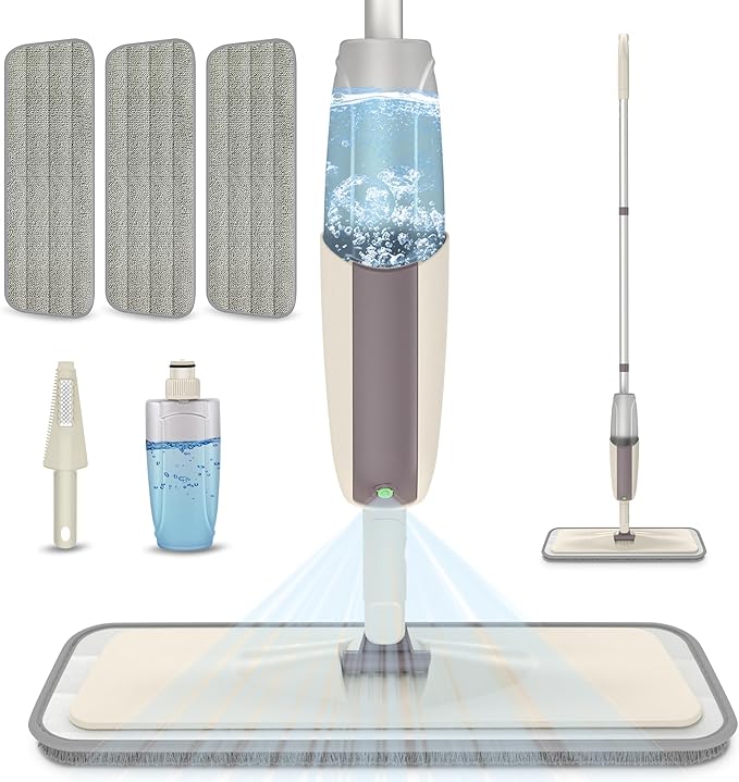 Spray Wet Mops for Hardwood Floor Cleaning: MEXERRIS Dust Dry Mop with 3 Washable Pads for Swiffer Powermop - Wood Floor Mop with Spray Home Commercial Use for Hardwood Laminate Ceramic Tiles
