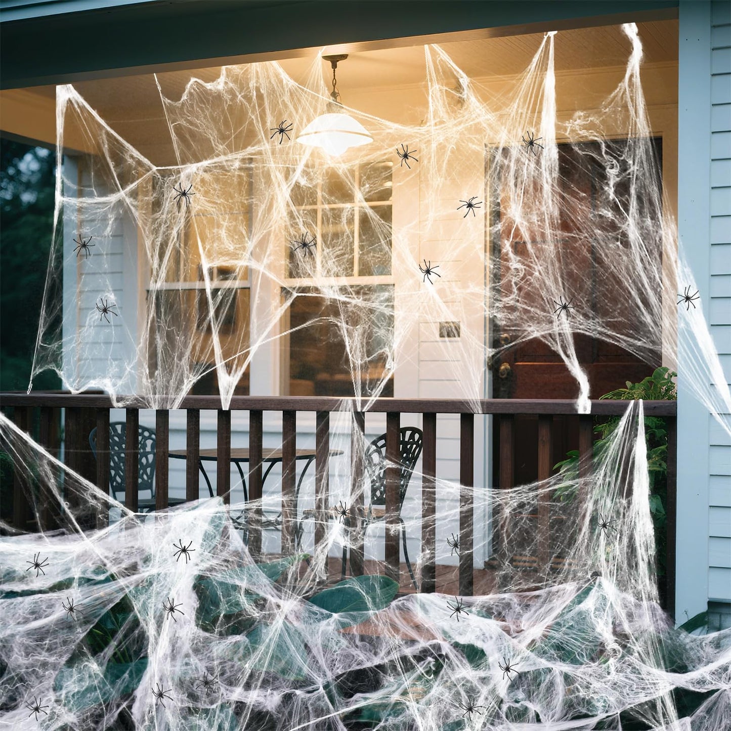 Land Guard 1000 sqft Spider Web, Bonus with 50 Artificial Spiders, Fabric Spider Webbing, Cobweb Halloween Decor for Indoor and Outdoor Party Supplies
