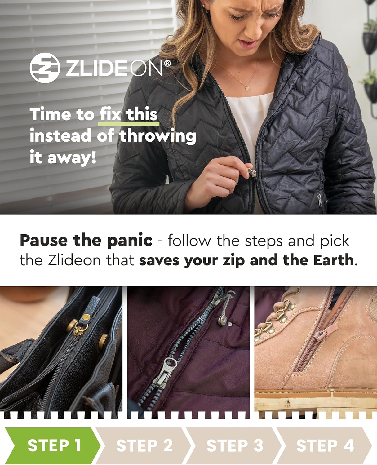 ZlideOn Zipper Pull Replacement - 1pcs, Silver, Narrow (L) - Instant Zipper Replacement Slider