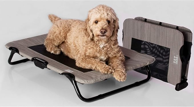 Pet Gear Lifestyle Pet Cot Elevated Bed, No Assembly Required, Premium Tear Resistant Cooling Mesh, Indoor & Outdoor, Ligh...