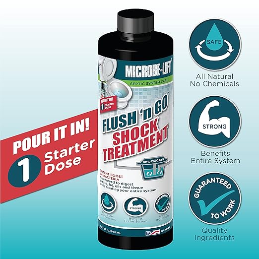 Microbe-Lift Septic Tank Treatment, Flush 'N Go Shock Treatment, 32 Ounces