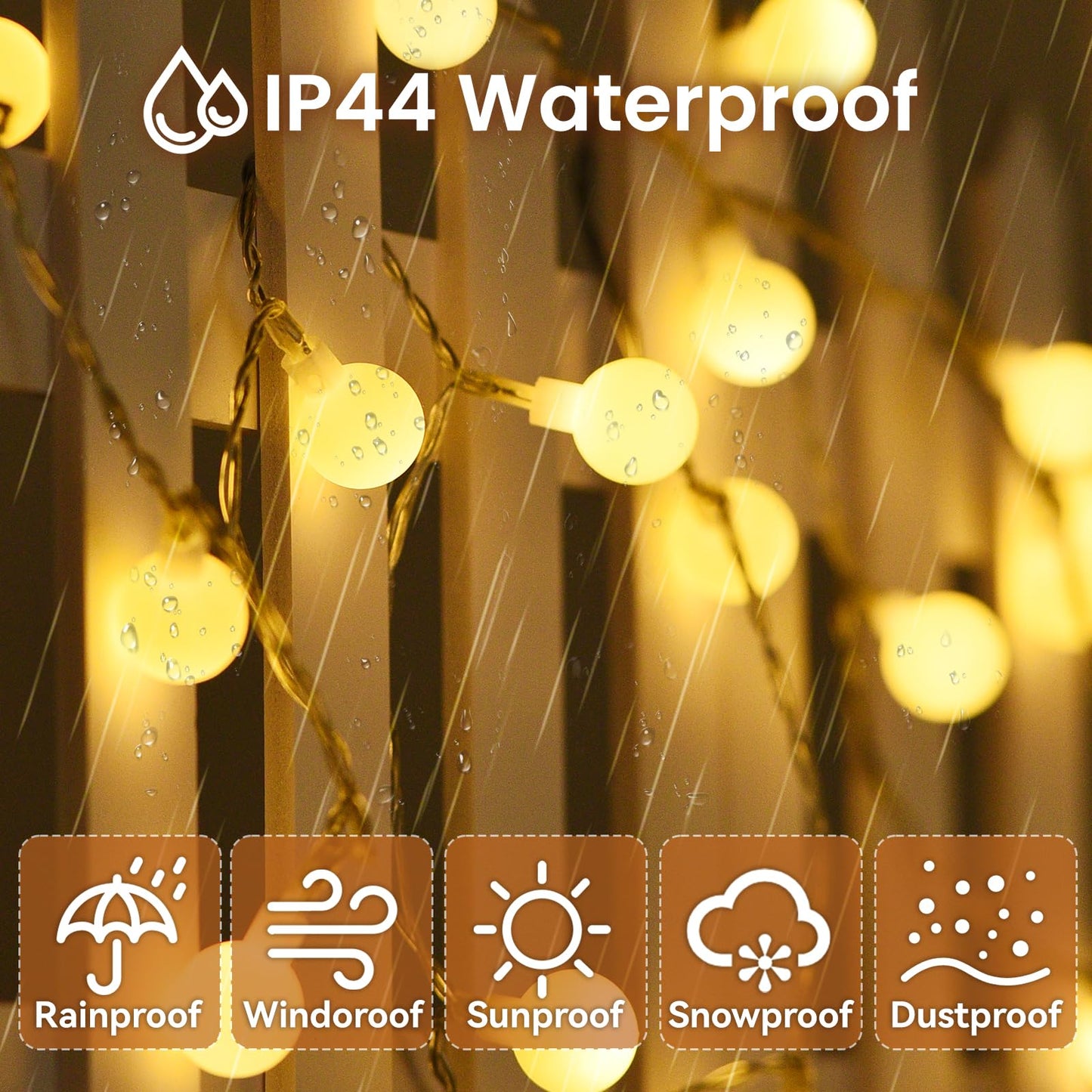 Dailyart Globe String Lights, 200Led 75FT Waterproof Fairy Lights Plug in 8 Modes with Remote Control, Brightness Adjustable &Timing String Lights Indoor Outdoor, Fairy Lights for Bedroom, Warm White