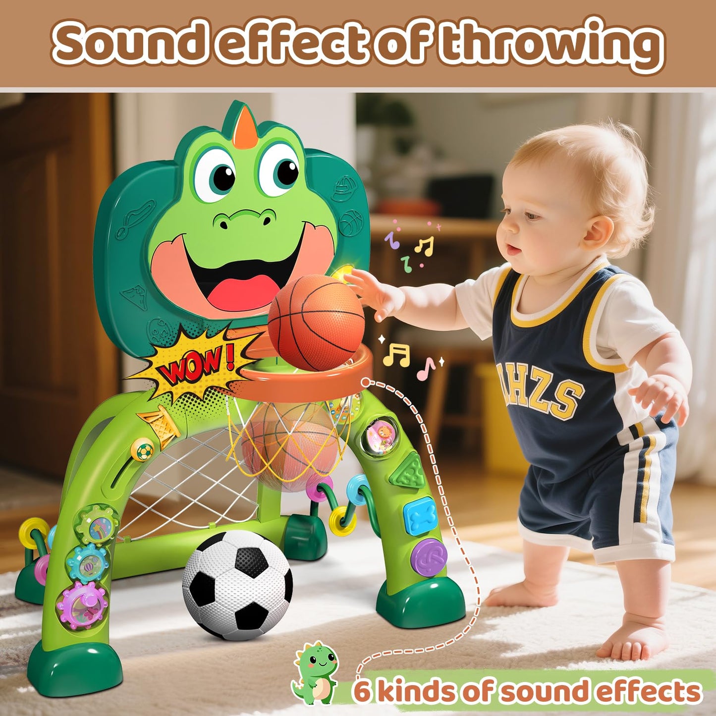 Marstone Baby Toys for 1 Year Old Boy Gifts: Toddler Basketball Hoop and Soccer Goal Activity Center Toys with Sound and Music for Kids 1-3, Interactive 1st First Birthday, Christmas, Xmas Present