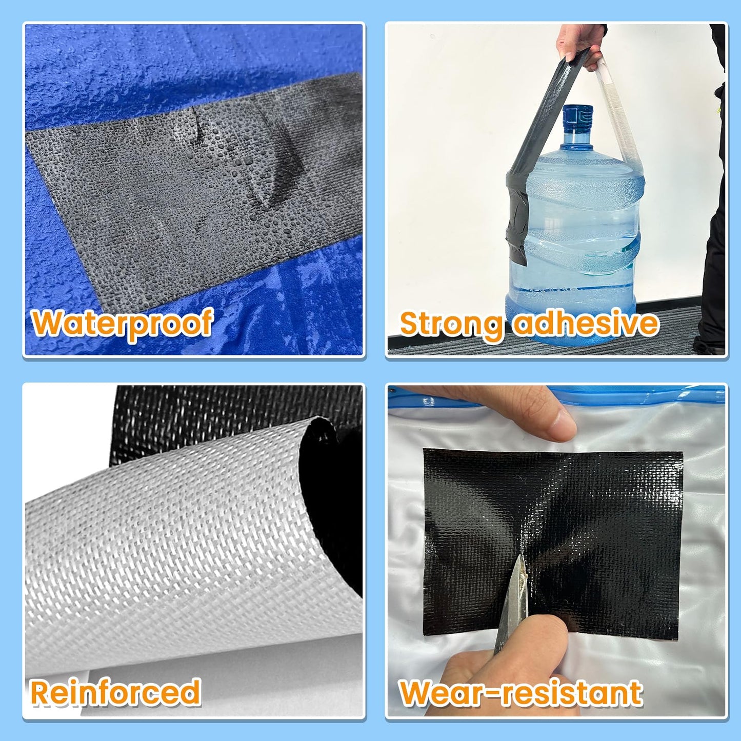 Tikfoam Waterproof Repair Tape for Fabric, Awning, RV Roof, Underbelly, Tarp, Tent, Sail and Boat Cover Outdoor Repair Patch, Heavy Duty, UVproof, Multipurpose Black