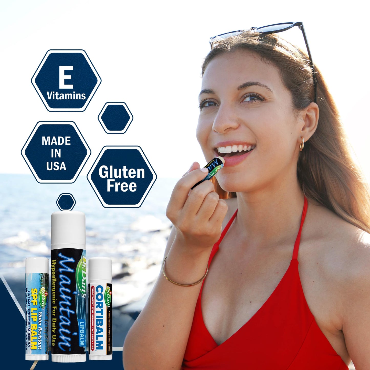 Dr. Dan's Complete Lip Care Kit - SunScreen SPF 30, CortiBalm for Chapped Lips, and Maintain Balm Moisturizer - Soothing Trio fo