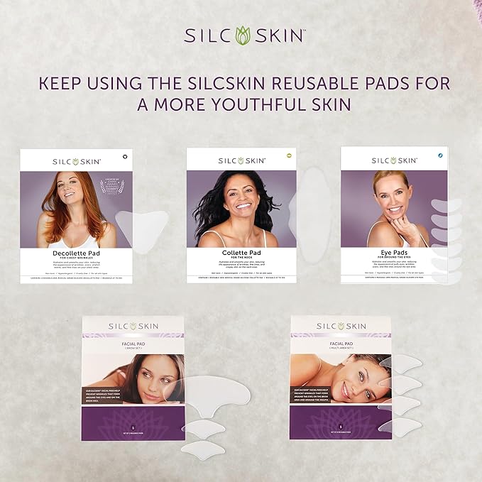 Silcskin Facial Pad Multi Area Set Reusable Silicone Facial Patches For Eyes And Smile Lines, Spa At Home Holiday Beauty Gift For Women